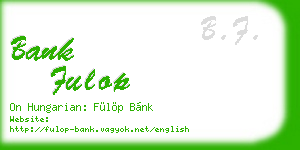 bank fulop business card